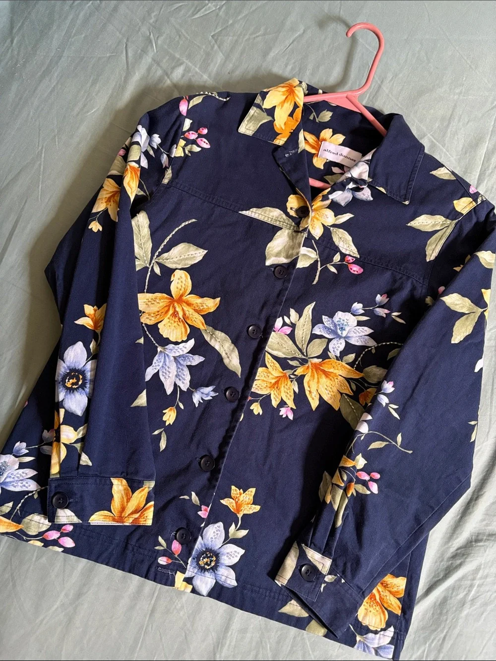 Alfred Dunner Navy Floral Button-Up Jacket